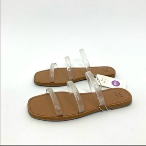 A New Day Wren Clear Triple Jelly Strap Neutral Slide On Sandals Nwt Size 6.5